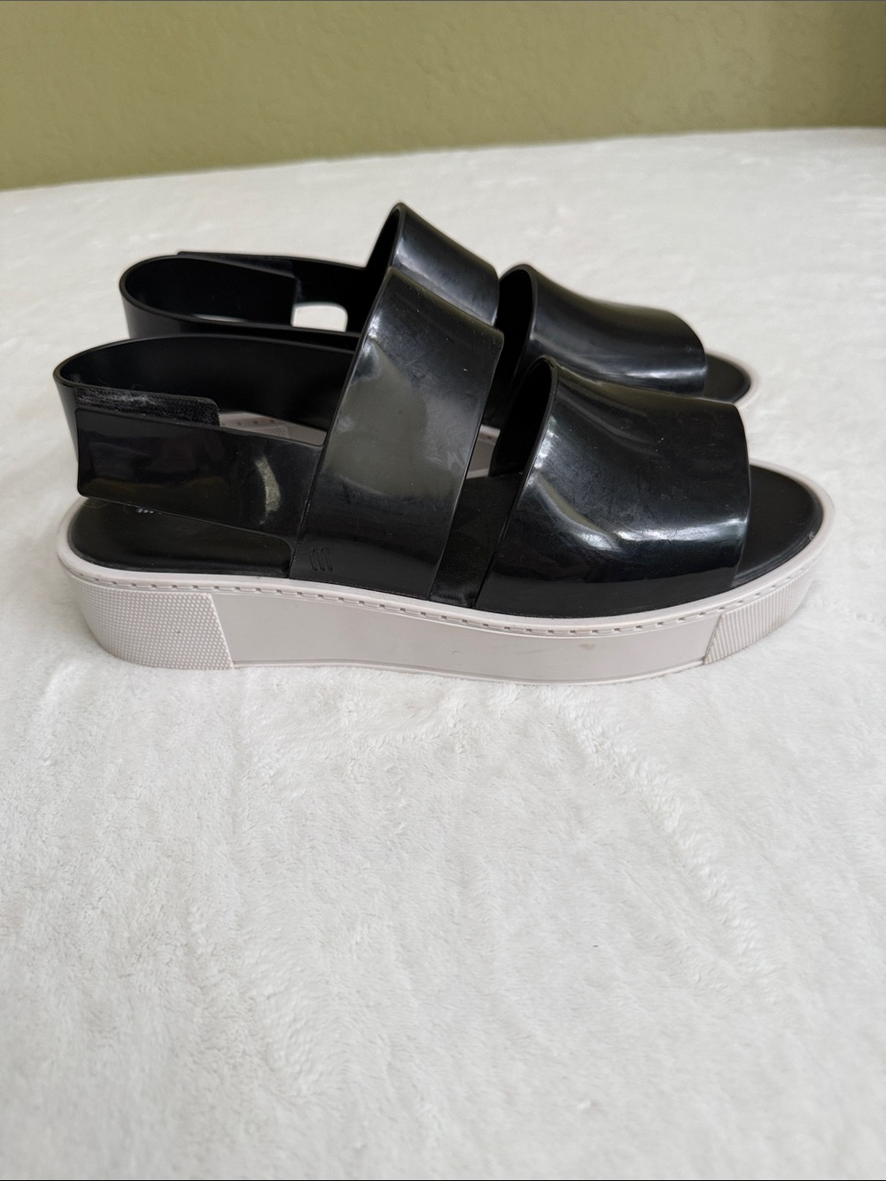 Melissa Black Platform Slingback Sandals with White Sole